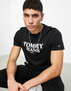 Tommy Jeans Large Logo T-shirt Slim Fit In Black