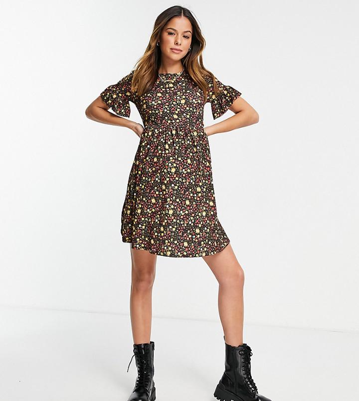 Flounce Maternity Super Oversized Frill Sleeve Smock Dress In Print-multi