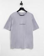 Topman Oversized T-shirt With Copenhagen Chest Print In Gray