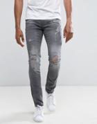 Blend Cirrus Skinny Fit Ripped Jean Gray Wash - Gray