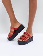 Vagabond Bonnie Red Strappy Leather Flatform Sandals - Red