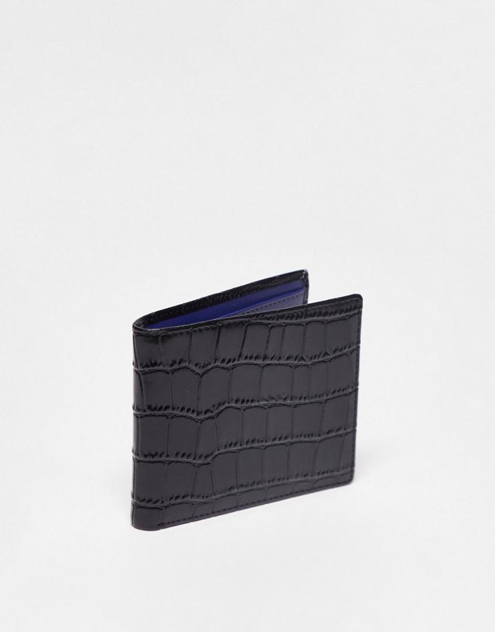 Gianni Feraud Croc Print Wallet In Black