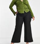 Naanaa Plus High Waisted Straight Leg Pants In Black
