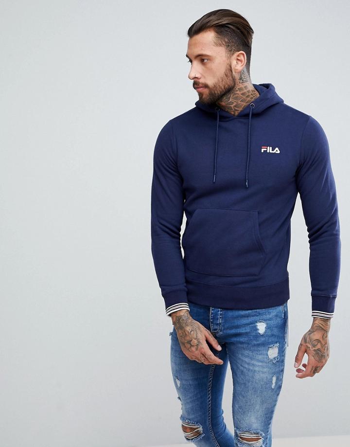 Fila Vintage Hoodie With Small Script In Navy - Navy