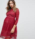 Asos Maternity Premium Lace Skater Mini Dress - Red