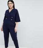Outrageous Fortune Plus Tailored Jumpsuit In Navy - Navy