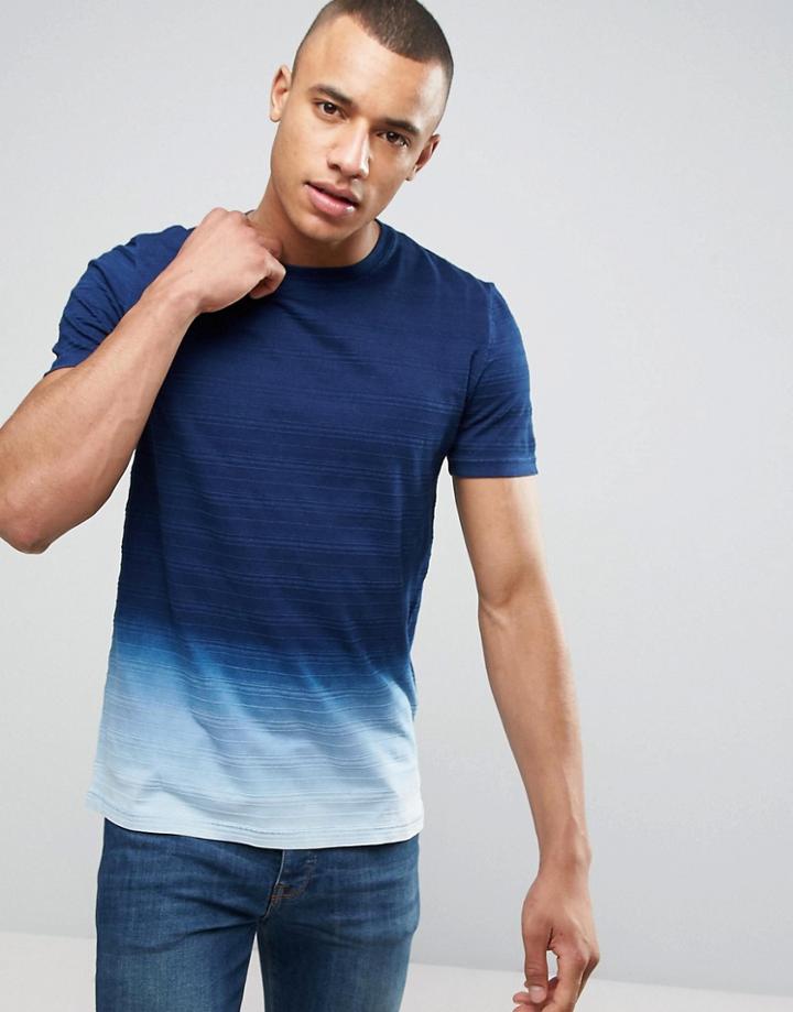 Celio T-shirt With Indigo Fade Detail - Navy