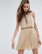 Raga Be Mine Embellished Mini Dress In Nude - Beige