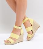 Asos Design Taffy Wide Fit Espadrille Wedges - Yellow