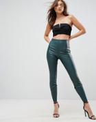 Asos Spray On Leather Look Pant - Green