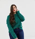 Junarose Long Sleeve Bubble Detail Knit Sweater - Green