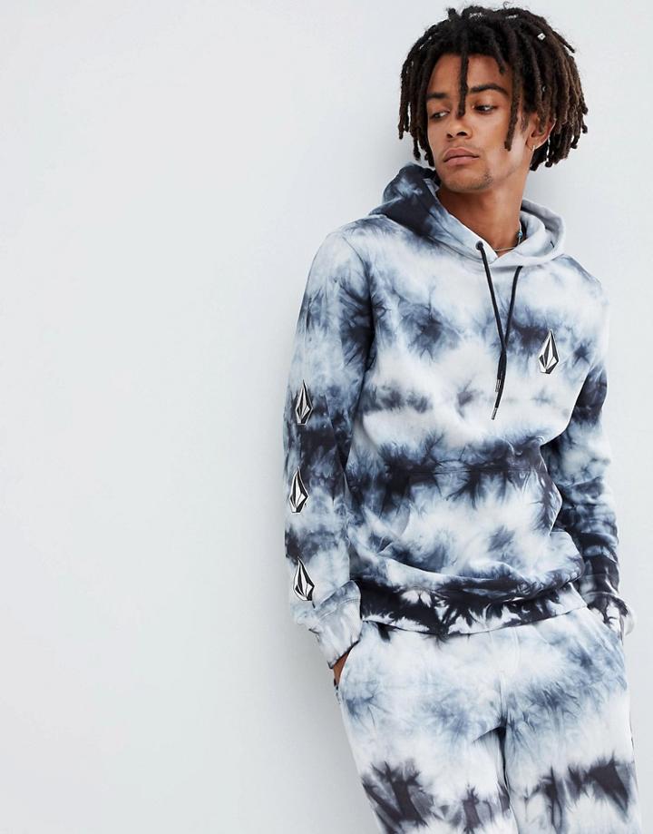 Volcom Deadly Stones Tie Dye Hoodie In Black - Black