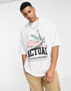 Asos Actual Oversized T-shirt With Leisure Club Front Graphic Print In White