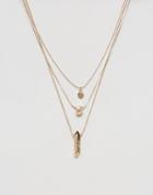 Asos Pack Of 3 Gold Nugget Layering Necklaces - Gold