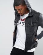 Holliser Denim Jacket With Jersey Sleeves And Hood - Black