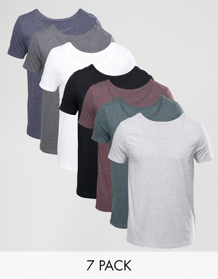 Asos 7 Pack T-shirt With Scoop Neck - Multi