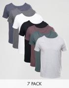 Asos 7 Pack T-shirt With Scoop Neck - Multi