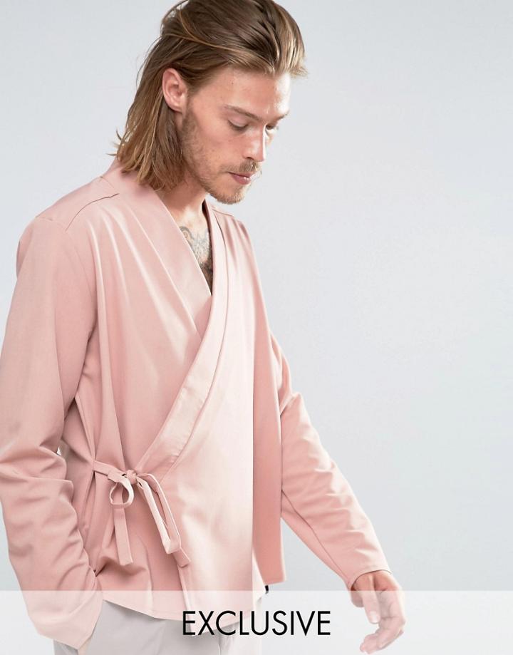 Reclaimed Vintage Karate Shirt In Reg Fit - Pink