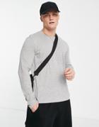 Brave Soul Long Sleeve Top In Light Gray