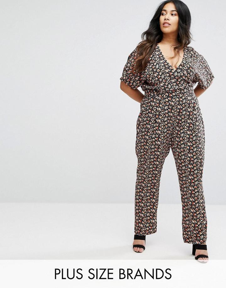 Uttam Boutique Plus Ditsy Flower Print Jumpsuit - Multi