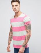 Scotch And Soda Striped Chest Pocket T-shirt - Pink