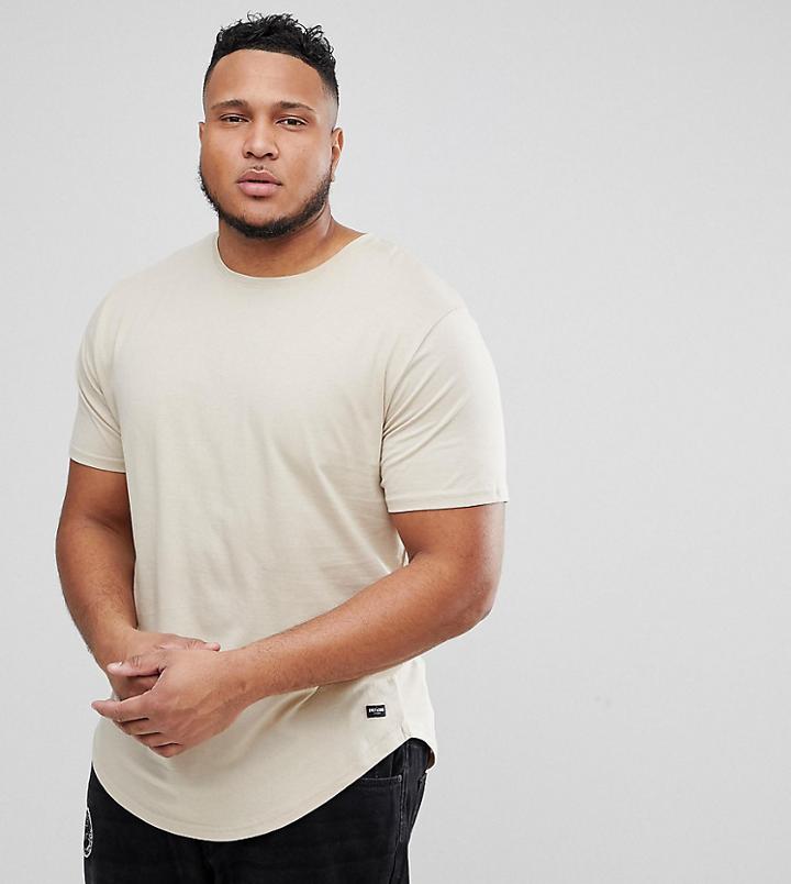 Only & Sons Plus Crew Neck Longline T-shirt - Gray
