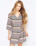 Vero Moda Boho Printed Belted Dress - Snow White