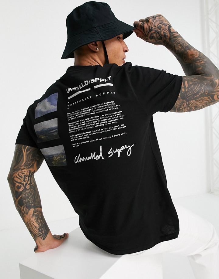 Asos Unrvlld Spply T-shirt With Logo & Graphic Back Print-black