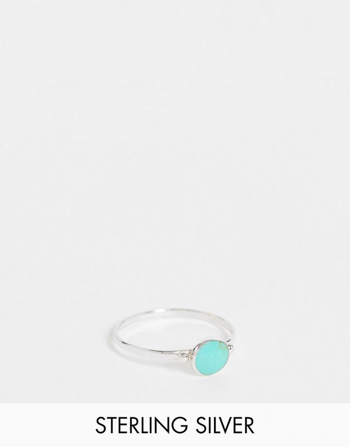 Kingsley Ryan Ring With Circular Turquoise Stone In Sterling Silver