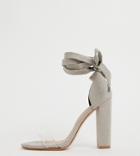 Asos Design Wide Fit Witness Barely There Block Heeled Sandals - Gray