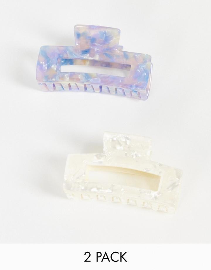 Reclaimed Vintage Inspired 2-pack Hair Claws In Blue And White-multi