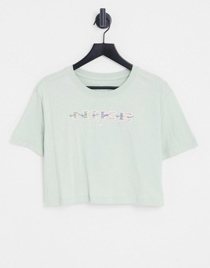 Nike Revival Pack Essential Logo Crop T-shirt In Pale Green