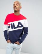 Fila Black Sweatshirt With Large Diagonal Logo - Red