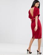 Asos High Neck Open Back Wiggle Dress - Red