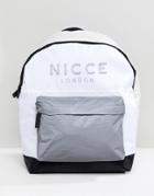 Nicce London Backpack In White With Reflective Logo - White