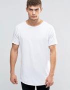 Jack & Jones Longline T-shirt With Raw Edge - White