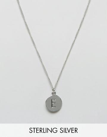 Fashionology Sterling Silver E Initial Necklace - Silver