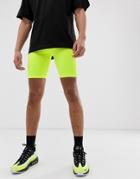 Asos Design Megging Shorts In Neon Yellow - Yellow