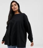 Asos Design Curve Super Oversized Lightweight Sweatshirt In Black - Black