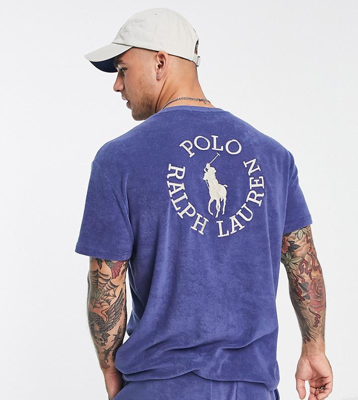 Polo Ralph Lauren X Asos Exclusive Collab Terrycloth T-shirt In Navy With Back Print Logo