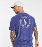 Polo Ralph Lauren X Asos Exclusive Collab Terrycloth T-shirt In Navy With Back Print Logo