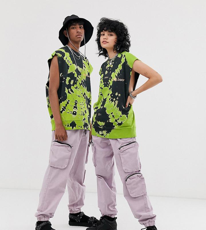 Collusion Unisex Sleeveless T-shirt In Tie Dye - Multi