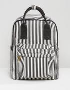 Qupid Stripe Backpack With Front Pocket - Black