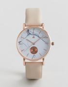 Asos Design Watch With Leather Strap And Marble Print Face - Tan