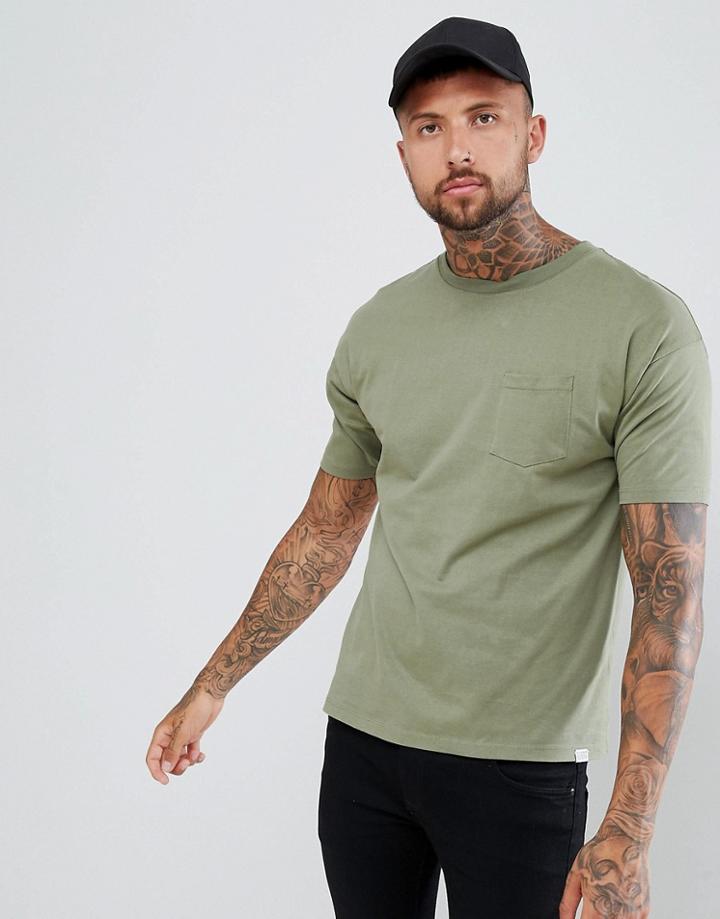 Pull & Bear Join Life Basic T-shirt In Khaki - Green