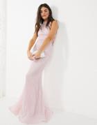Jovani Sequin High Neck Maxi Dress In Light Pink