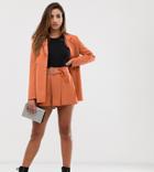 Missguided Pleated Shorts Two-piece In Orange - Orange