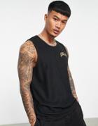 Topman Oversized Textured Tank Top With Berlin Print In Black