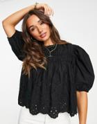 Mango Shirred Blouse In Black