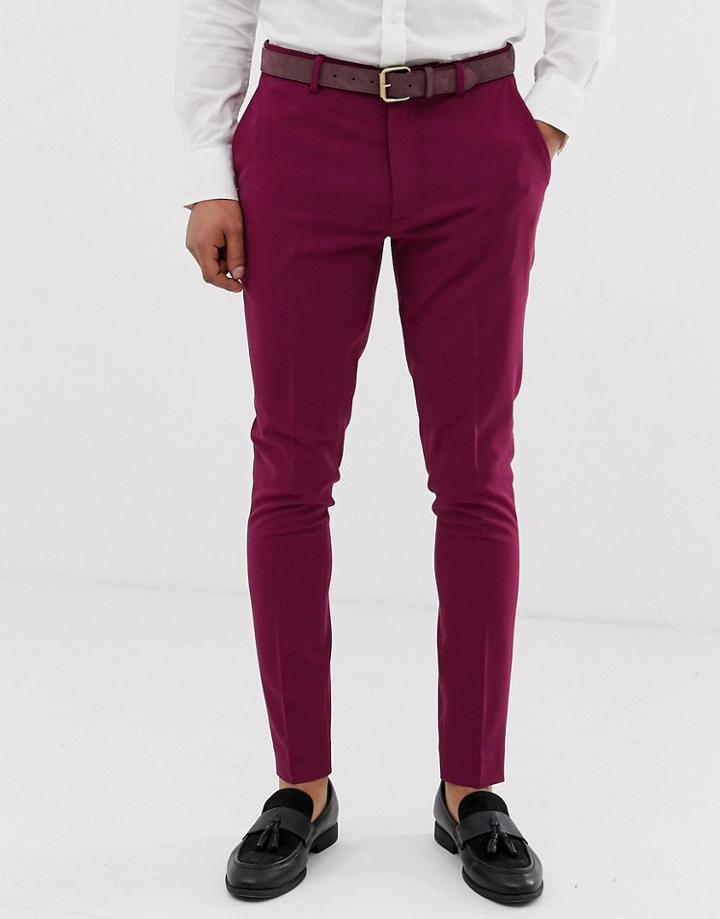 Asos Design Super Skinny Smart Pants In Magenta-pink